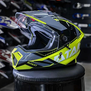 Шлем мотард ATAKI JK802 Valor (кисл желт/сер глянц, S)